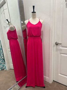 Lush Hot Pink Spaghetti-Strap Maxi Dress